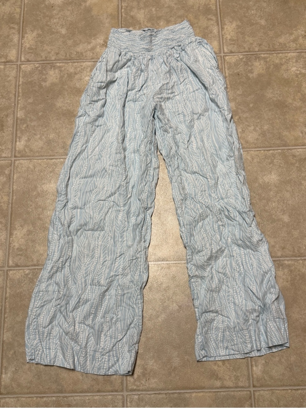 Joie Light Blue Printed Wide-Leg Pants